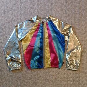 JoJo Siwa girls jacket 7 8 7/8 medium med silver Target blue pink yellow zipper